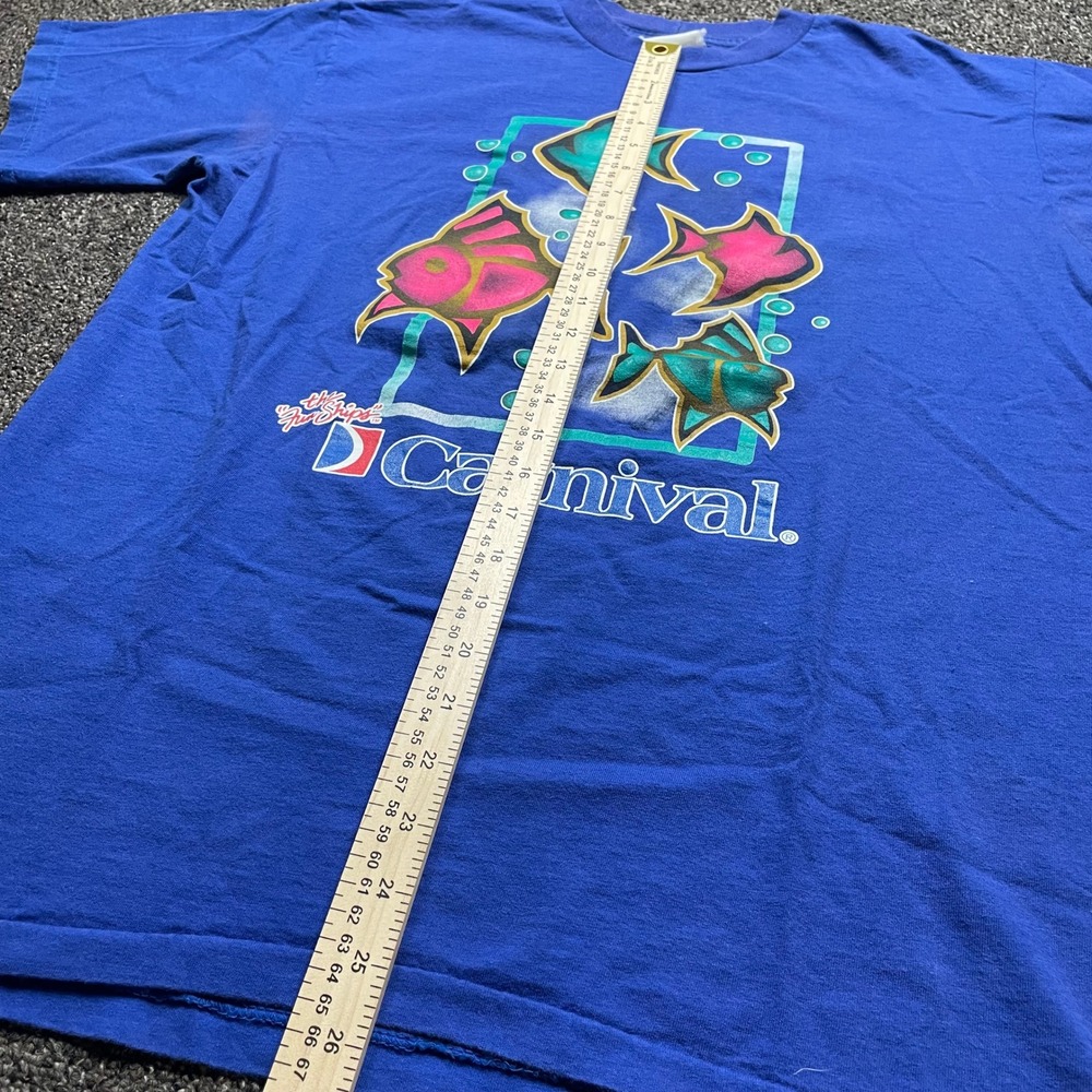 Vintage Carnival Cruise Line Fun Ships T-Shirt Blue Neon Fish Single Stitch L - Picture 4 of 8